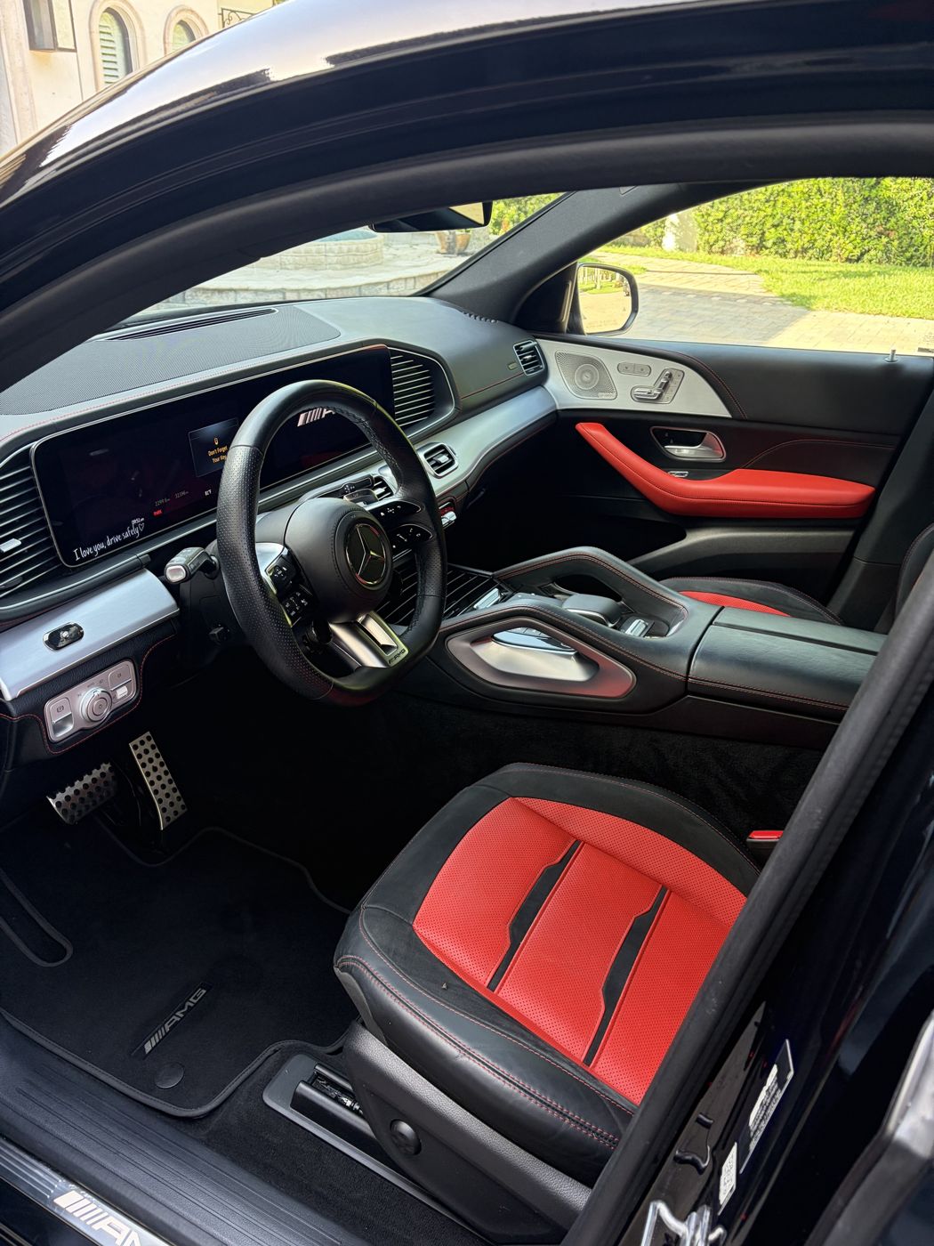 Mercedes-AMG GLE red and black leather interior after an interior detail