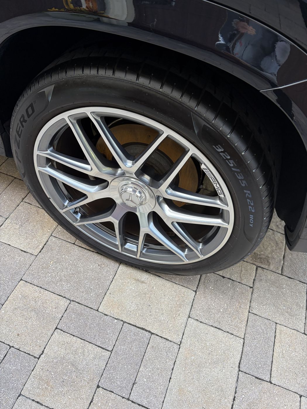 Mercedes-AMG 22 inch wheel and Pirelli P Zero tire after cleaning
