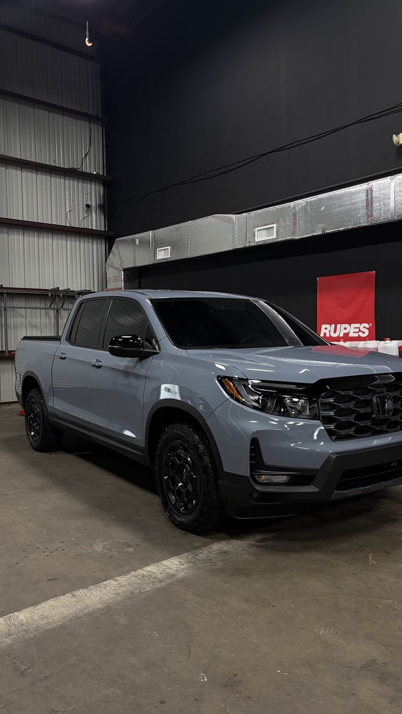 Gray Honda Ridgeline TrailSport after ceramic coating at the APES shop