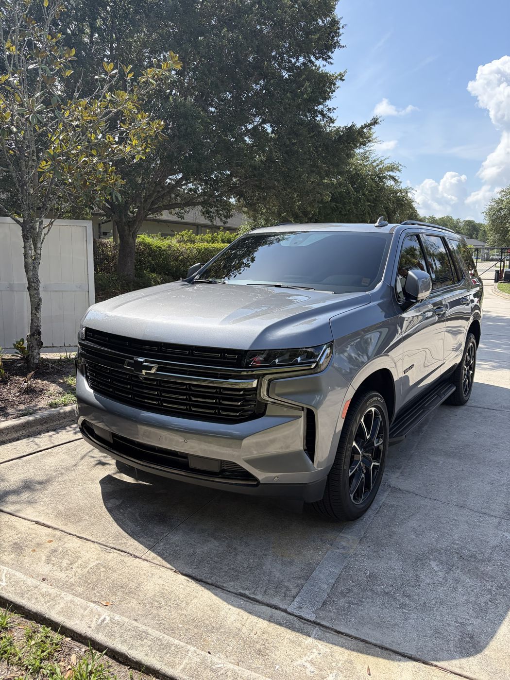 Silver Chevy Tahoe RST after a mobile detail